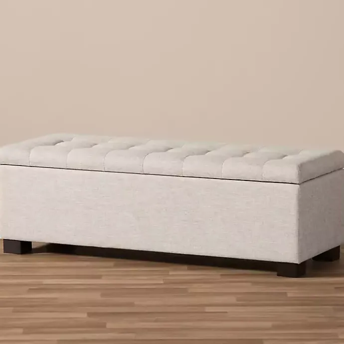 Sale Kirklands Home Beige Grid-Tufted Contemporary Storage Bench Tan