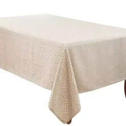 Sale Kirklands Home Beige Jacquard Leaf Tablecloth, 104 in. Brown