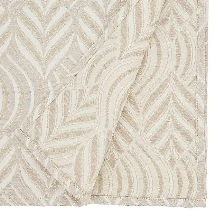Sale Kirklands Home Beige Jacquard Leaf Tablecloth, 104 in. Brown