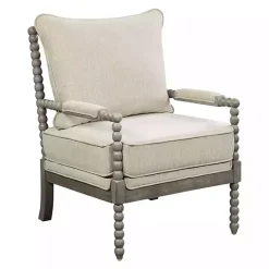 Online Kirklands Home Beige Liam Turned Leg Accent Chair Ivory