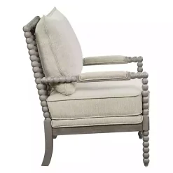Online Kirklands Home Beige Liam Turned Leg Accent Chair Ivory
