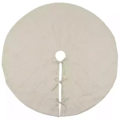 New Kirklands Home Beige Linen Diamond Stitched Tree Skirt Tan