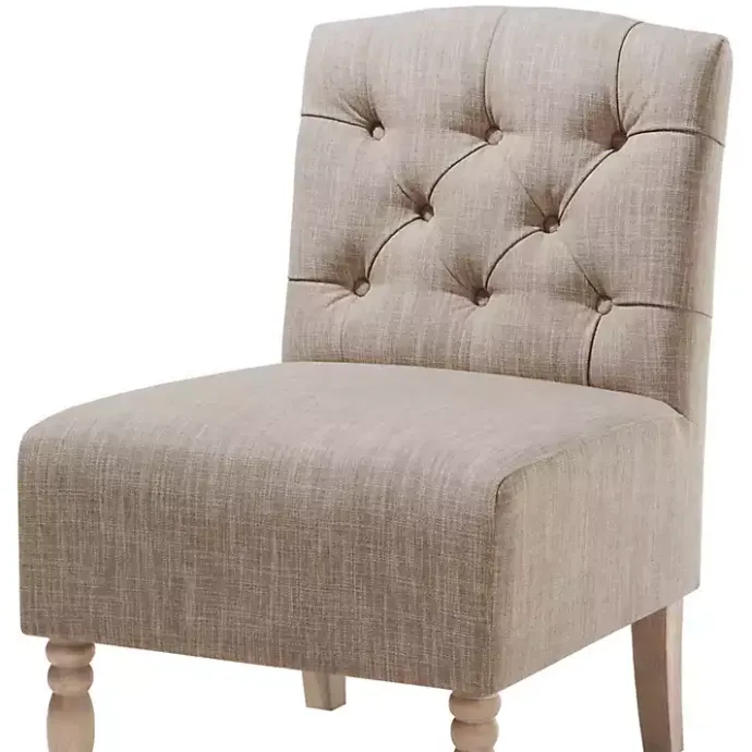 Kirklands Home Beige Luna Tufted Armless Accent Chair Gray