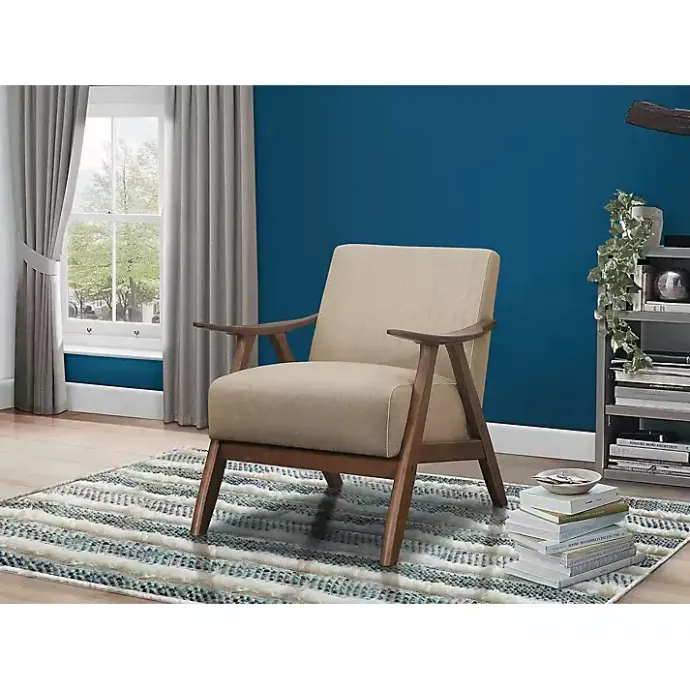 Online Kirklands Home Beige Mid-Century Hazel Wood Frame Accent Chair Tan