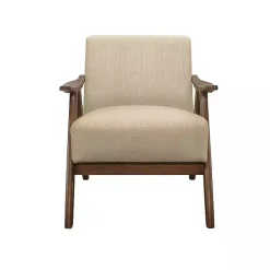 Online Kirklands Home Beige Mid-Century Hazel Wood Frame Accent Chair Tan