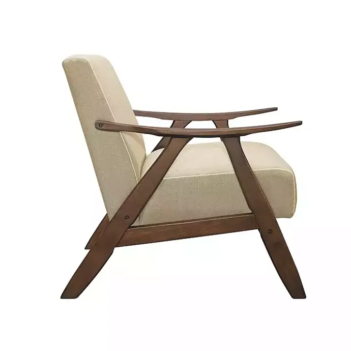Online Kirklands Home Beige Mid-Century Hazel Wood Frame Accent Chair Tan