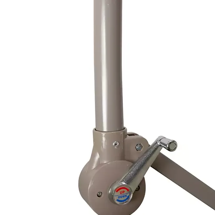Kirklands Home Beige Offset Hand Crank Outdoor Umbrella