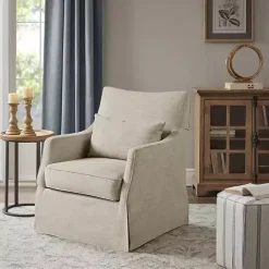 Sale Kirklands Home Beige Skirted Swivel Martha Stewart Accent Chair Tan