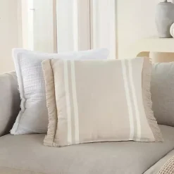 Best Kirklands Home Beige Striped Linen Throw Pillow