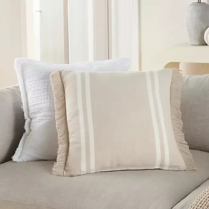 Best Kirklands Home Beige Striped Linen Throw Pillow