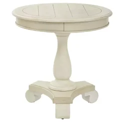 Sale Kirklands Home Beige Traditional Round Pedestal Accent Table Ivory