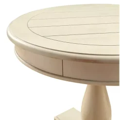 Sale Kirklands Home Beige Traditional Round Pedestal Accent Table Ivory