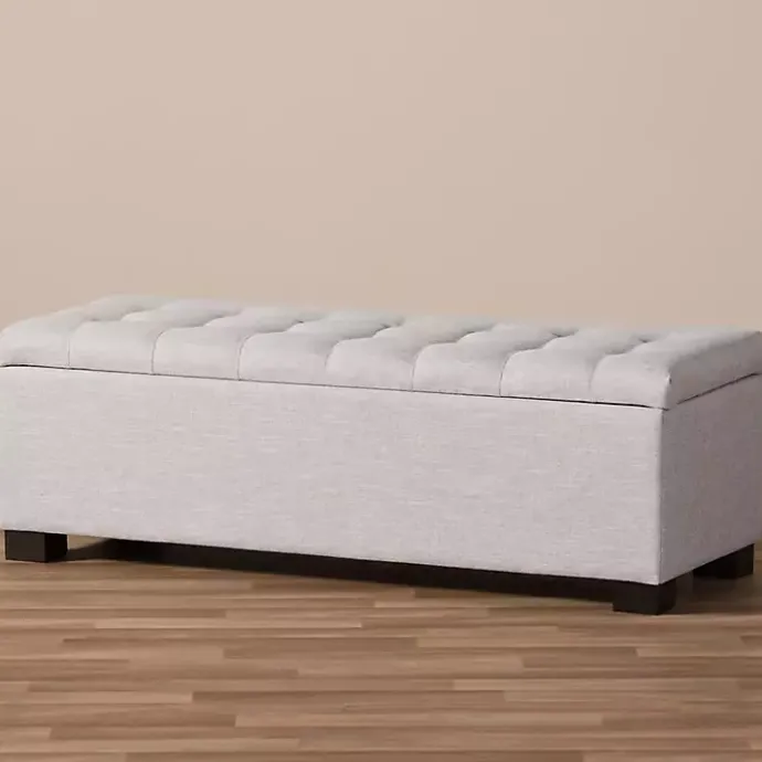 Sale Kirklands Home Beige Tufted Contemporary Storage Bench