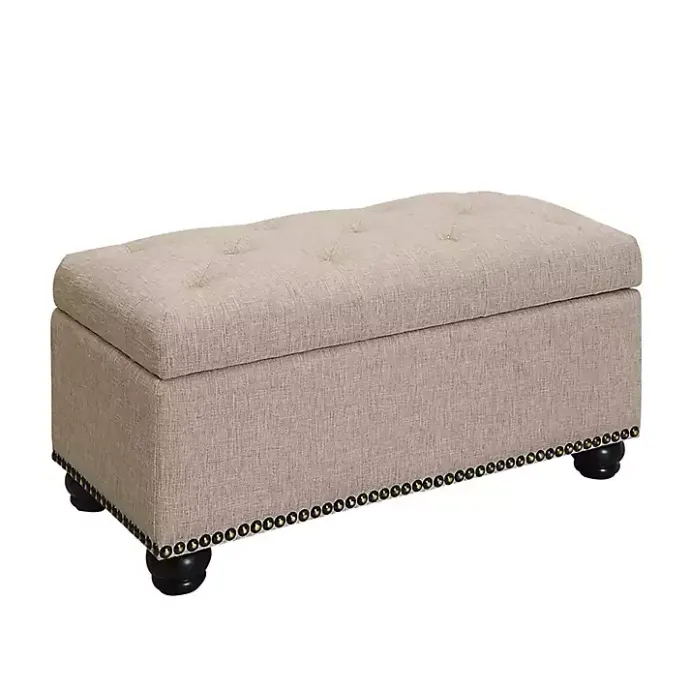 Best Kirklands Home Beige Tufted Jess Storage Ottoman Bench Tan