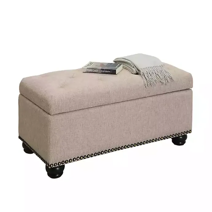 Best Kirklands Home Beige Tufted Jess Storage Ottoman Bench Tan