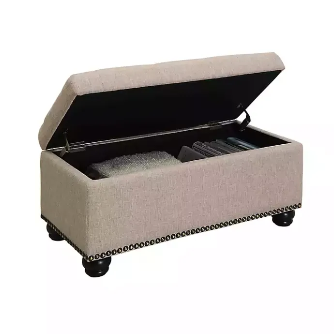 Best Kirklands Home Beige Tufted Jess Storage Ottoman Bench Tan