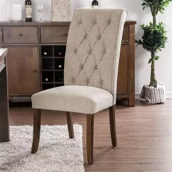 Clearance Kirklands Home Beige Tufted Landon Dining Chairs, Set of 2 Tan