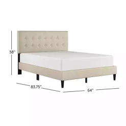 Online Kirklands Home Beige Tufted Low Profile Platform Queen Bed Tan