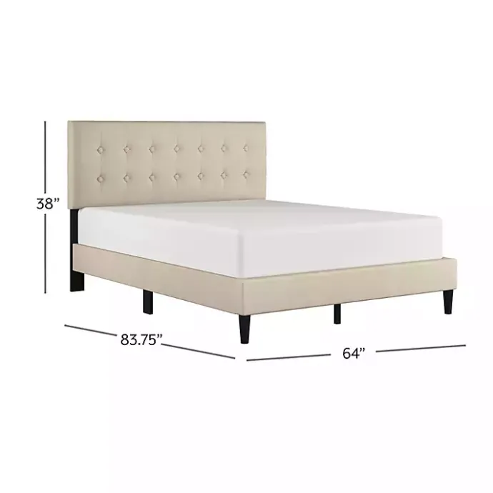 Online Kirklands Home Beige Tufted Low Profile Platform Queen Bed Tan