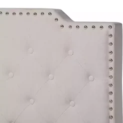 Sale Kirklands Home Beige Upholstered Button Tufted King Panel Bed Ivory