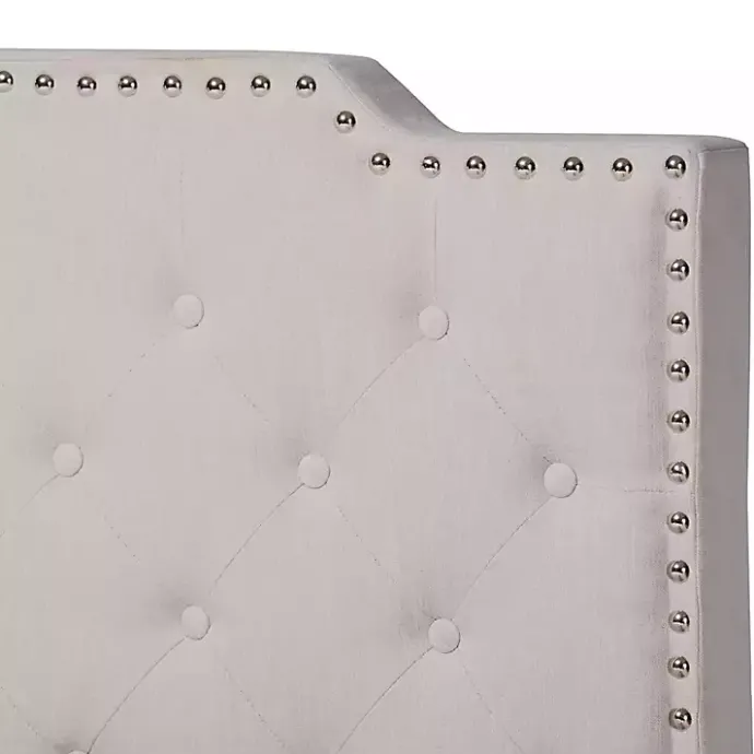 Sale Kirklands Home Beige Upholstered Button Tufted King Panel Bed Ivory