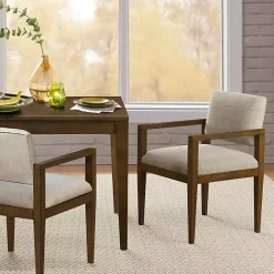 Discount Kirklands Home Beige Upholstered Wood Dining Chairs, Set of 2 Tan