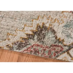 Best Kirklands Home Beige Vintage Medallion Round Area Rug, 6 ft. Brown