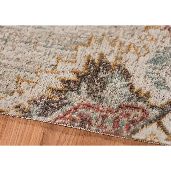 Best Kirklands Home Beige Vintage Medallion Round Area Rug, 6 ft. Brown