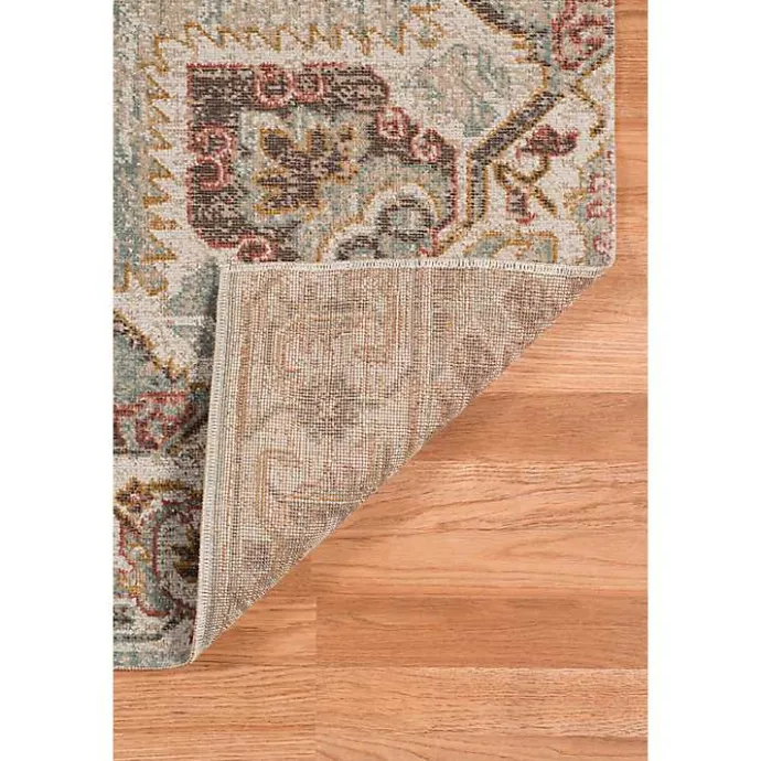 Best Kirklands Home Beige Vintage Medallion Round Area Rug, 6 ft. Brown