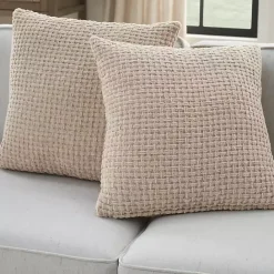 Hot Kirklands Home Beige Waffle Knit Chenille Throw Pillows, Set of 2 Tan