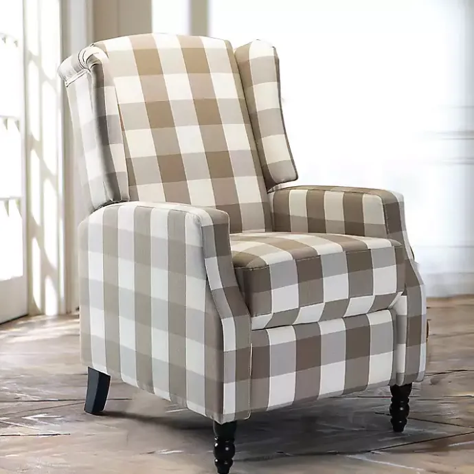 Clearance Kirklands Home Beige Windowpane Plaid Recliner