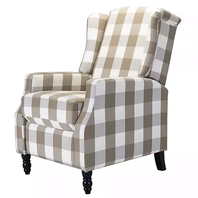 Clearance Kirklands Home Beige Windowpane Plaid Recliner