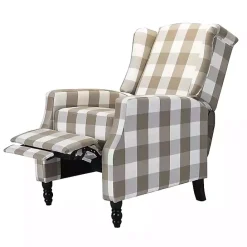 Clearance Kirklands Home Beige Windowpane Plaid Recliner