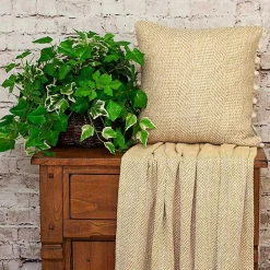 Clearance Kirklands Home Beige Woven Pom Pom Pillow Tan