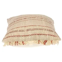 Clearance Kirklands Home Beige Woven Red Stripes Lumbar Pillow Tan