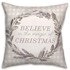 Outlet Kirklands Home Believe in the Magic of Christmas Plaid Pillow Ivory