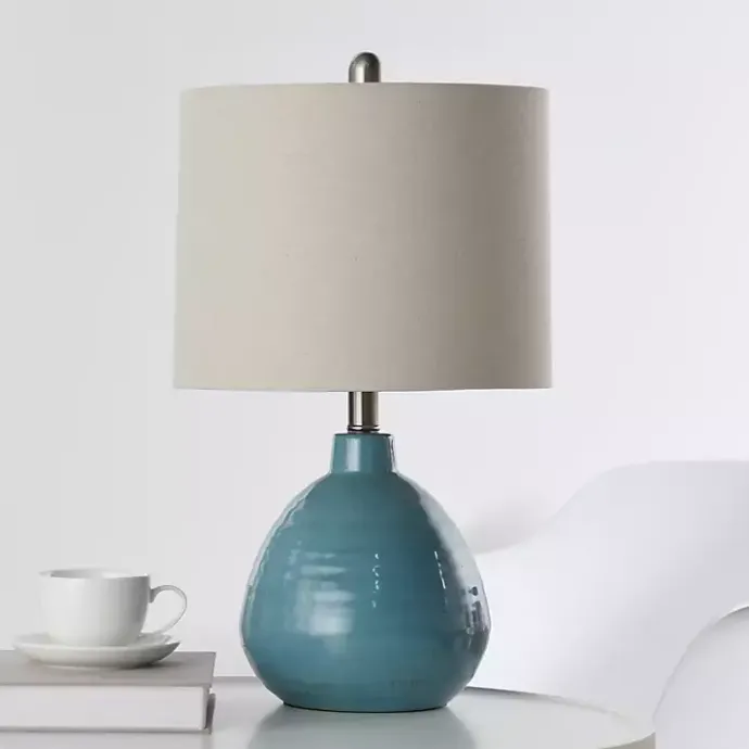 Discount Kirklands Home Bermuda Blue Ceramic Table Lamp Tan