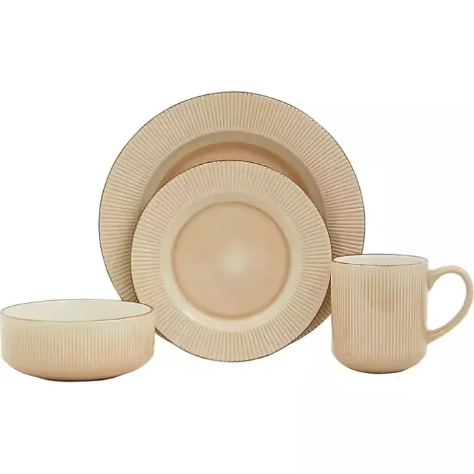 Clearance Kirklands Home Betsy Cream Ribbed 16-pc. Dinnerware Set Tan