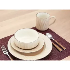Clearance Kirklands Home Betsy Cream Ribbed 16-pc. Dinnerware Set Tan