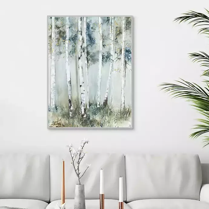 New Kirklands Home Birch Blue Forest Framed Canvas Art Print