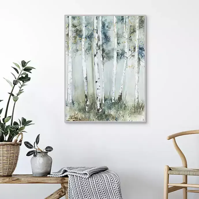 New Kirklands Home Birch Blue Forest Framed Canvas Art Print