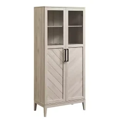 Clearance Kirklands Home Birch Chevron Wooden Storage Cabinet Tan