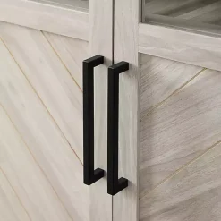 Clearance Kirklands Home Birch Chevron Wooden Storage Cabinet Tan