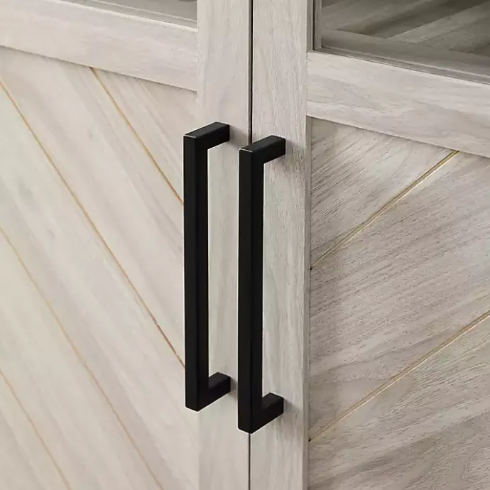 Clearance Kirklands Home Birch Chevron Wooden Storage Cabinet Tan