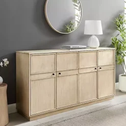 Discount Kirklands Home Birch Wood 4-Door Sideboard Ivory