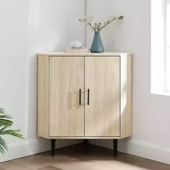Outlet Kirklands Home Birch Wood Finish Corner Cabinet Tan