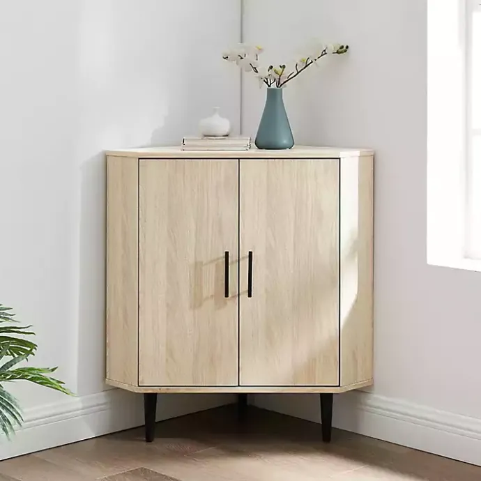 Outlet Kirklands Home Birch Wood Finish Corner Cabinet Tan