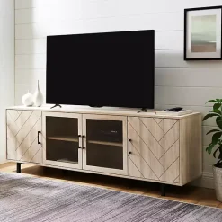 Discount Kirklands Home Birch Wood Herringbone 4-Door TV Sd Tan