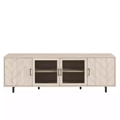 Discount Kirklands Home Birch Wood Herringbone 4-Door TV Sd Tan