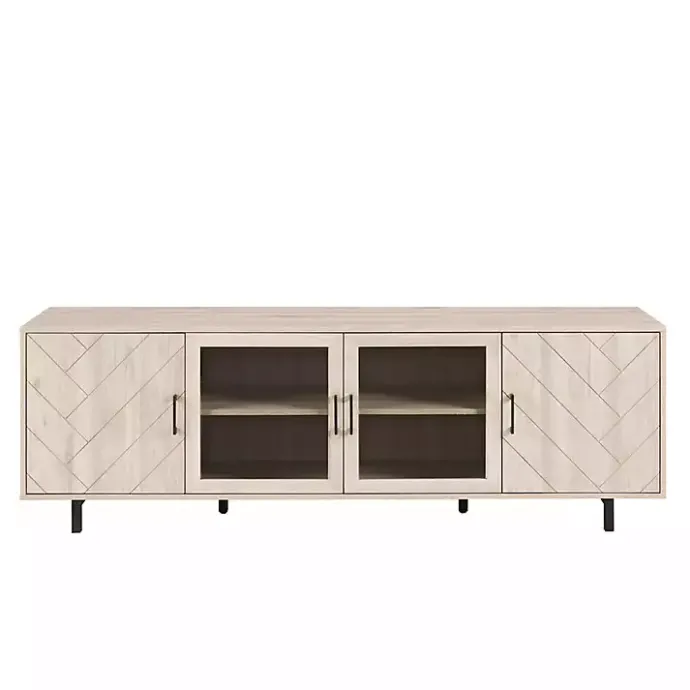 Discount Kirklands Home Birch Wood Herringbone 4-Door TV Sd Tan